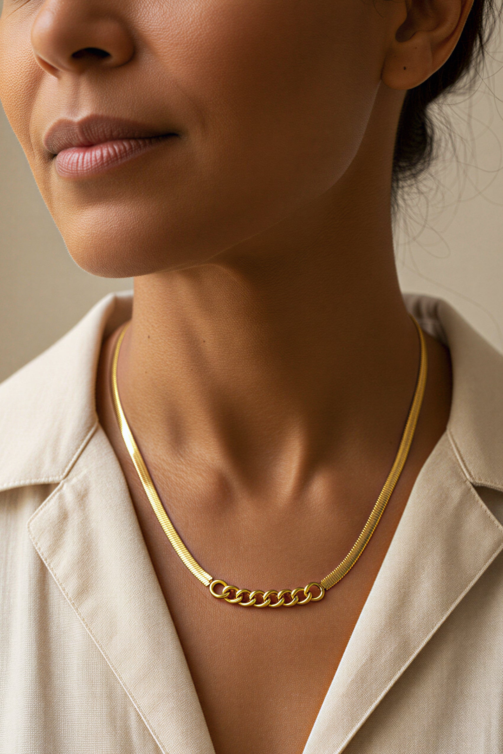 Kette Schlangenkette mit Ring-Elementen, gold