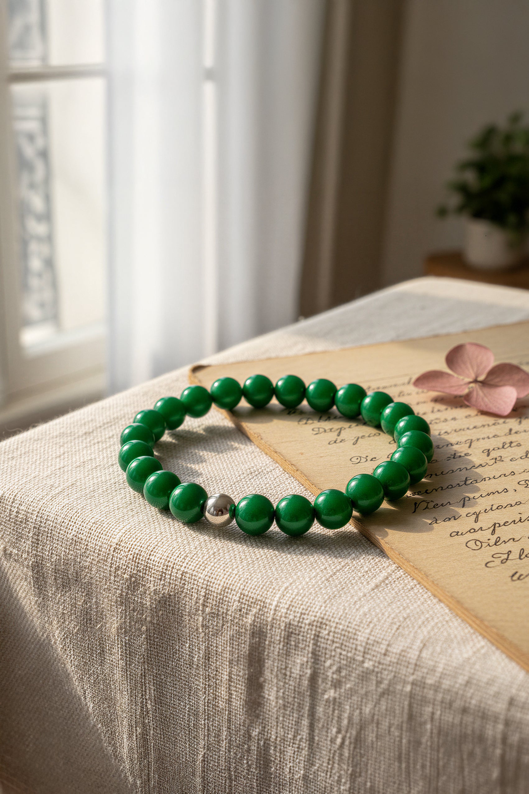 Perlenarmband, grün