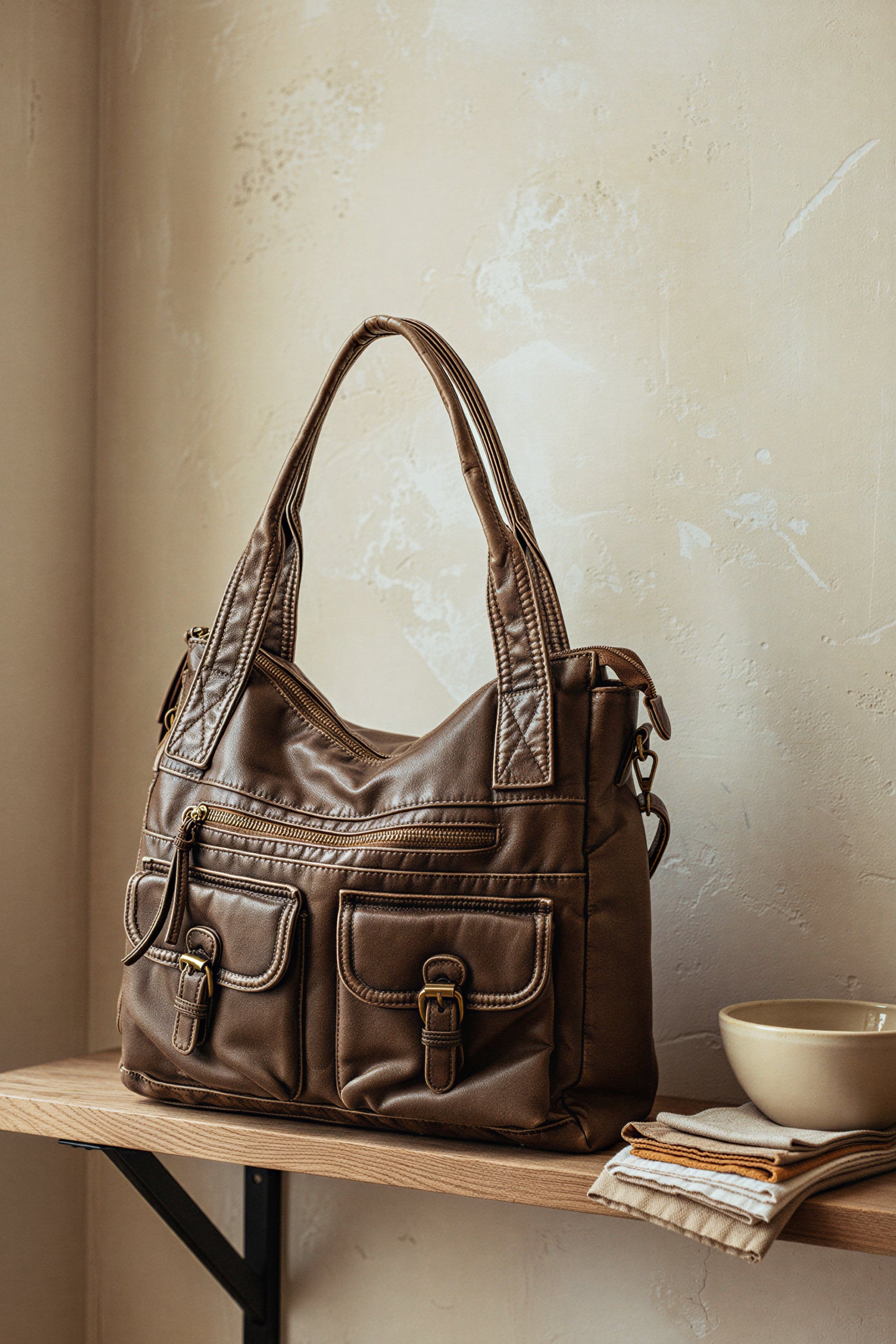 Weiche Schultertasche aus Kunstleder