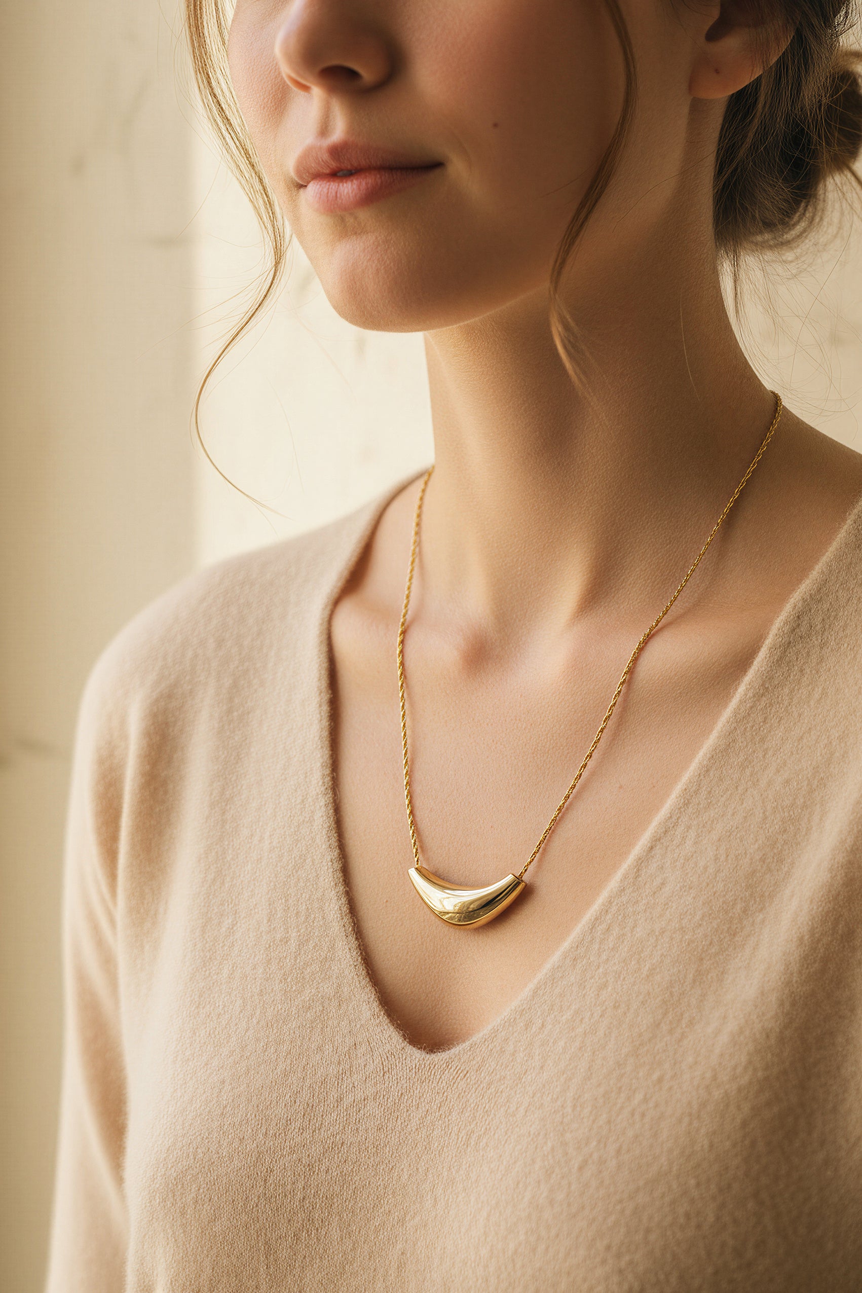 Goldene Horn-Kette aus Edelstahl