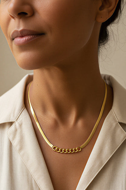 Kette Schlangenkette mit Ring-Elementen, gold