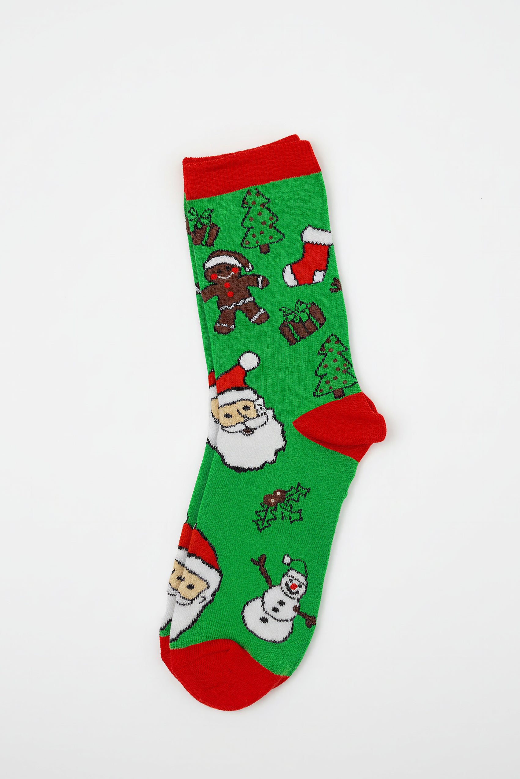 Socken mit Schneemann-Motiv, grün