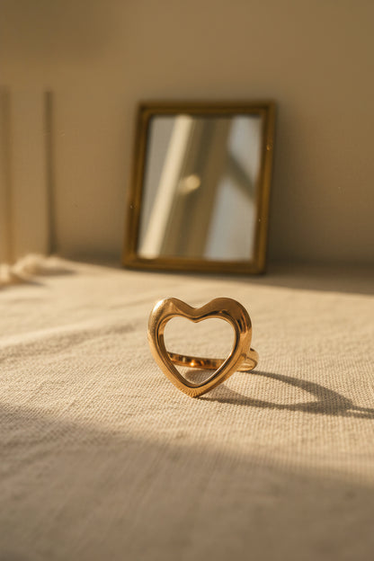 Offener Herz-Ring, vergoldet