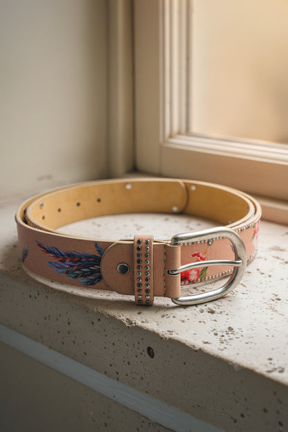 Ledergürtel mit floralem Muster