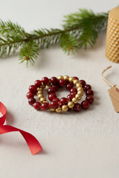 Armband-Set, weinrot marmoriert, 3-teilig