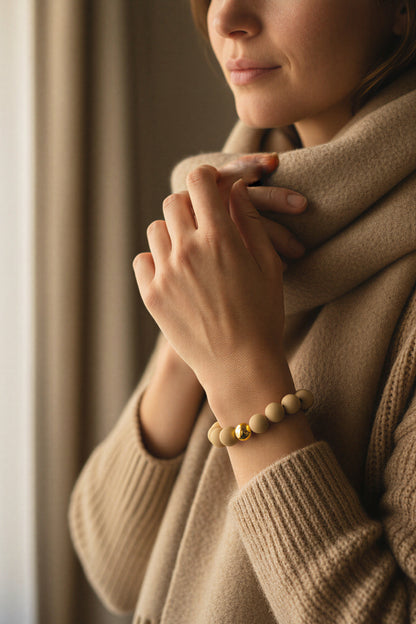 Armband aus Acryl mit goldfarbener Kugel