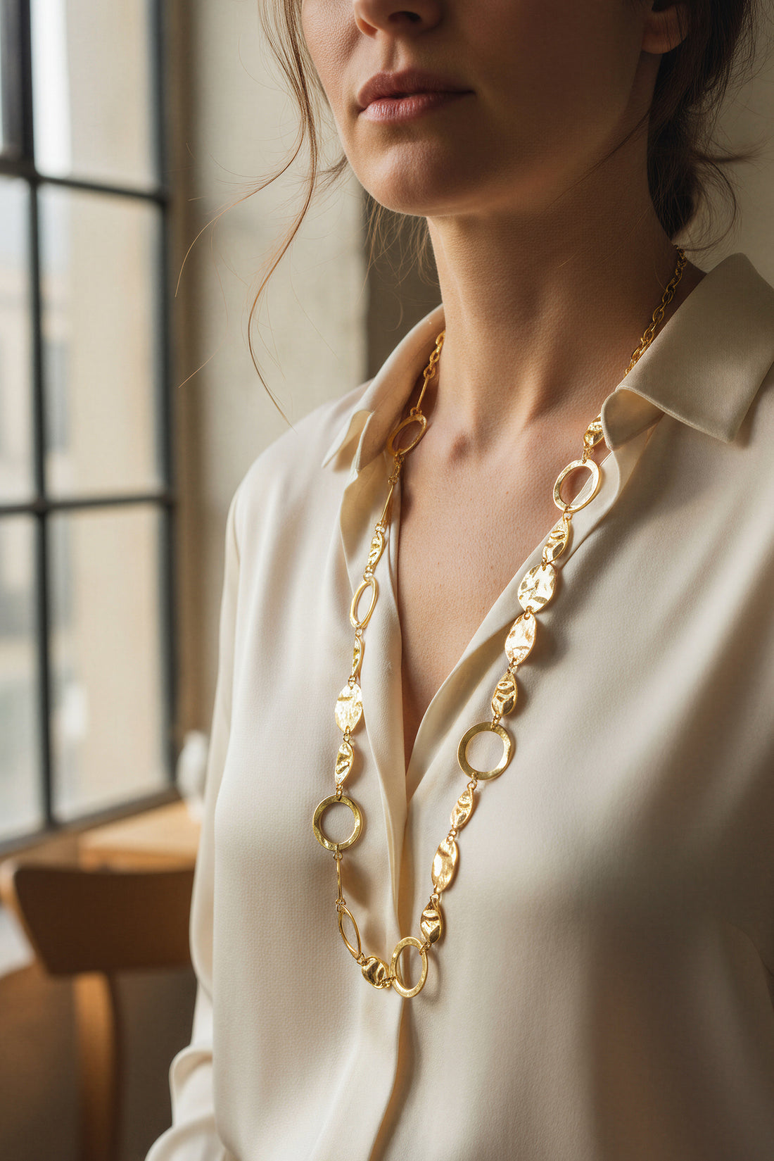 Lange Gliederkette in Gold aus Edelstahl