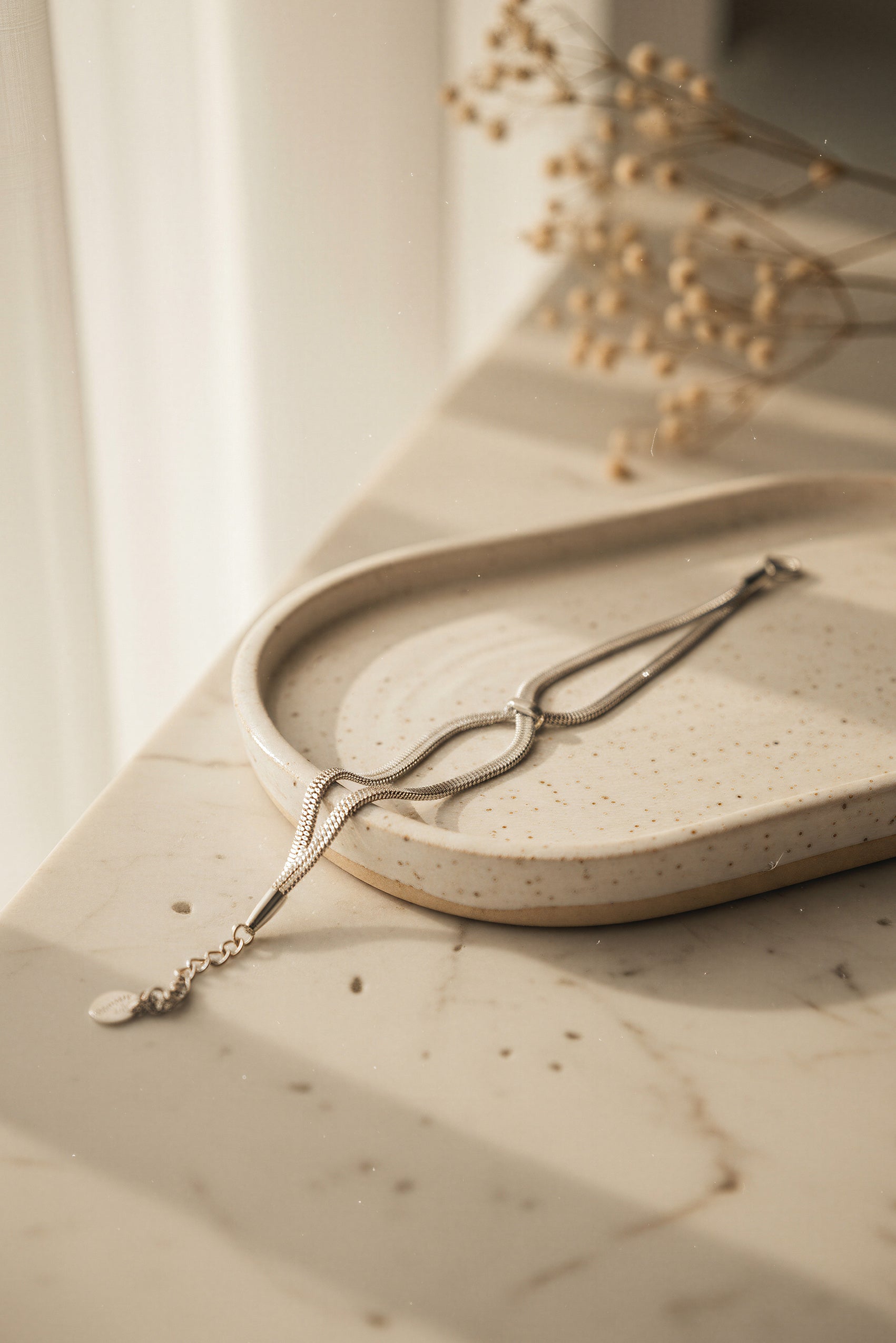 Schlangenketten-Armband aus Edelstahl, versilbert