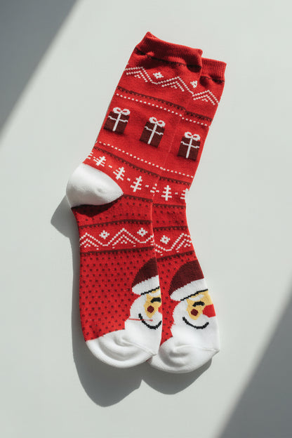 Socken mit Weihnachts-Motiv, rot