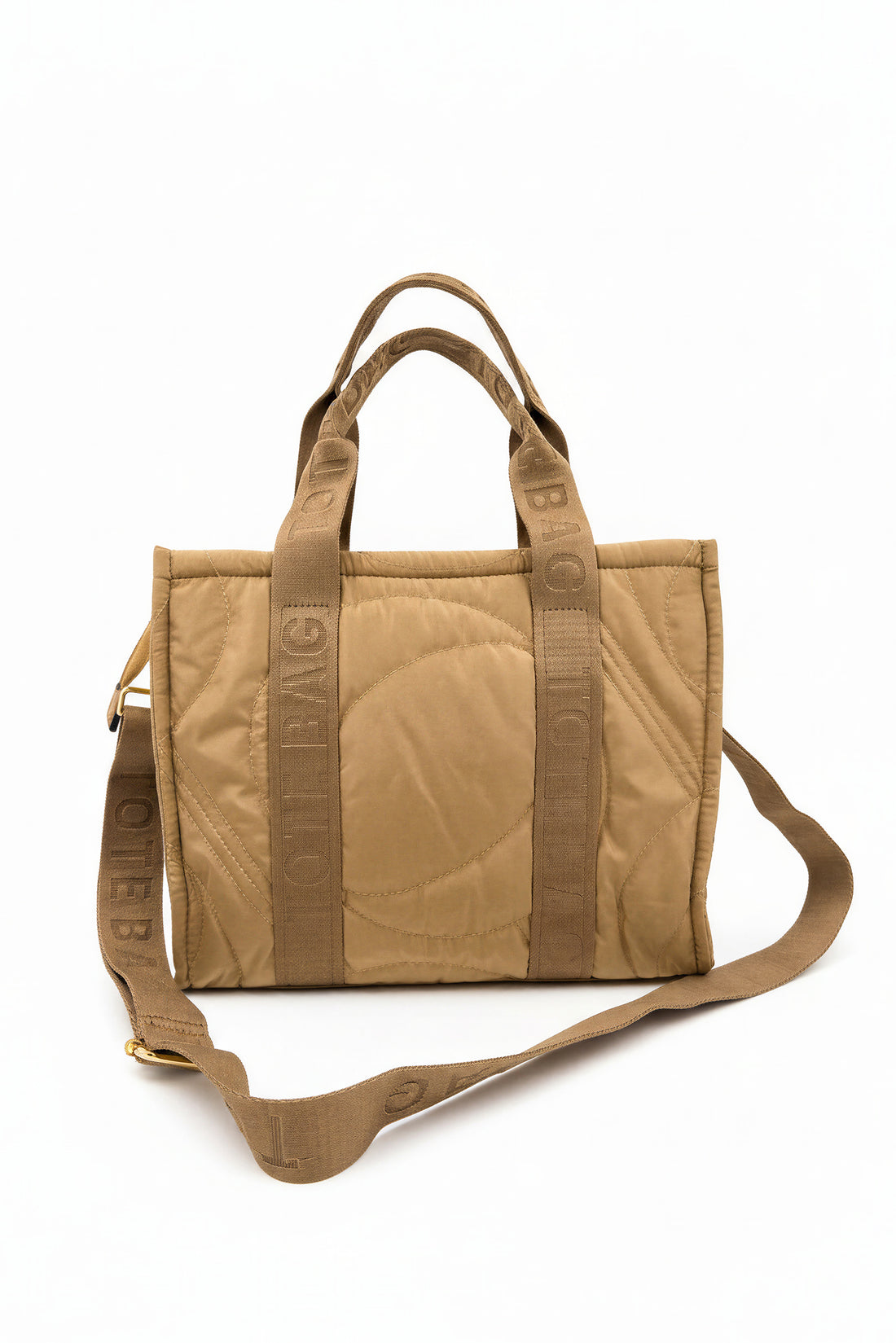 Gesteppte Tote Tag in Camel