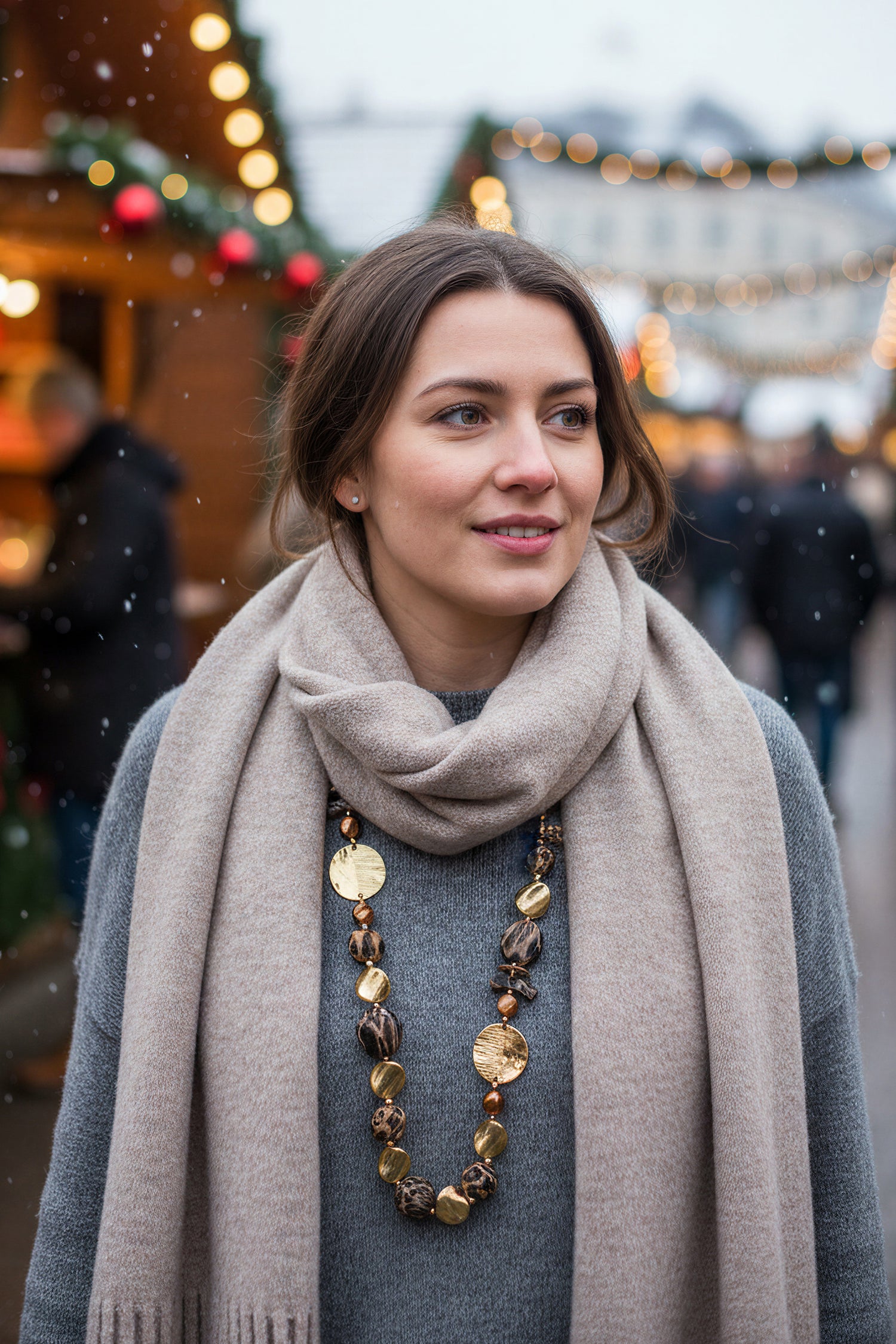 Lange Statement-Kette im Animal-Look, vergoldet