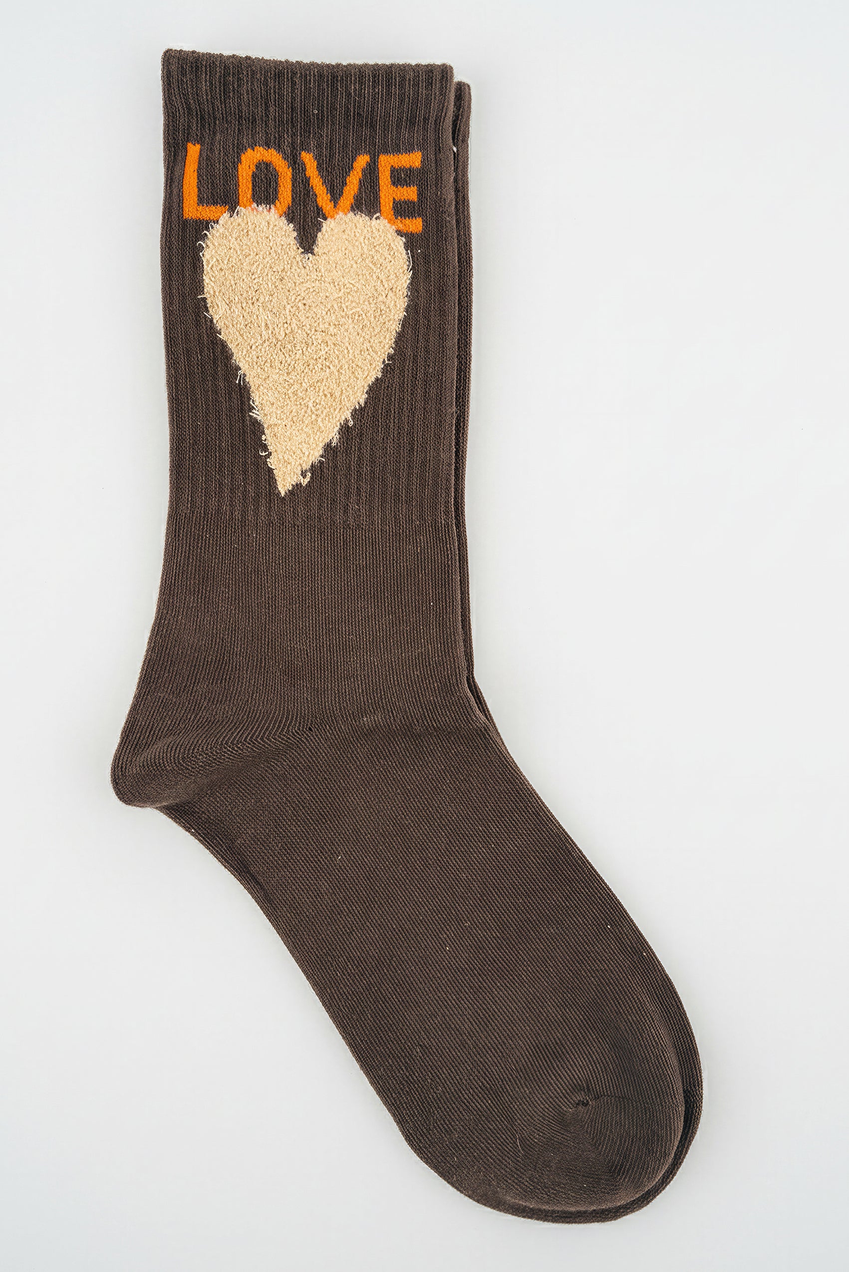Socken mit Herz-Motiv, braun