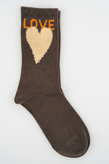 Socken mit Herz-Motiv, braun