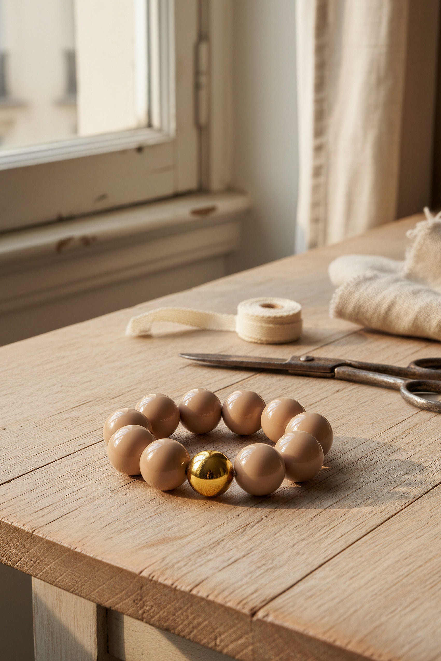 Perlenarmband in Beige