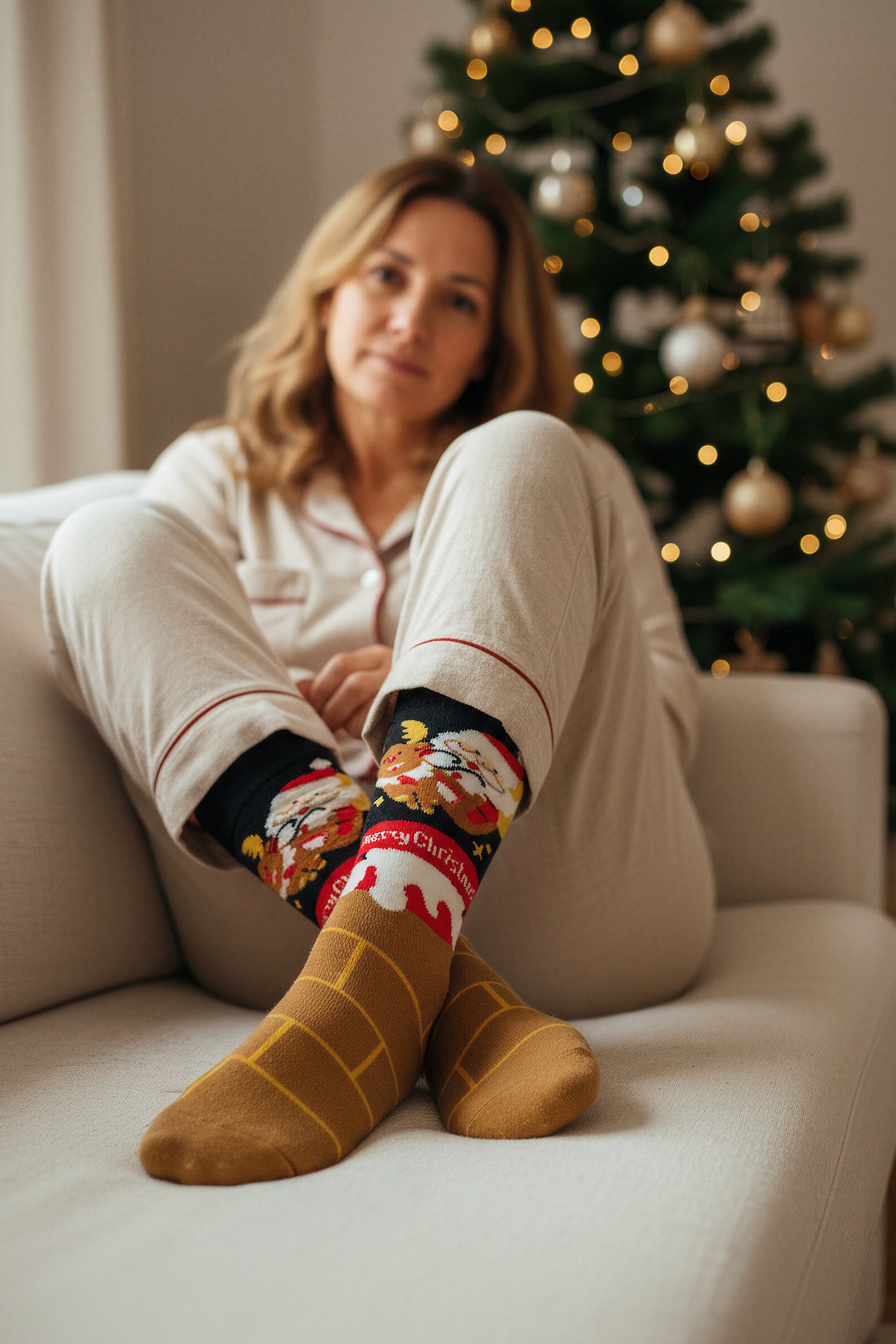 Socken mit Weihnachts-Motiv