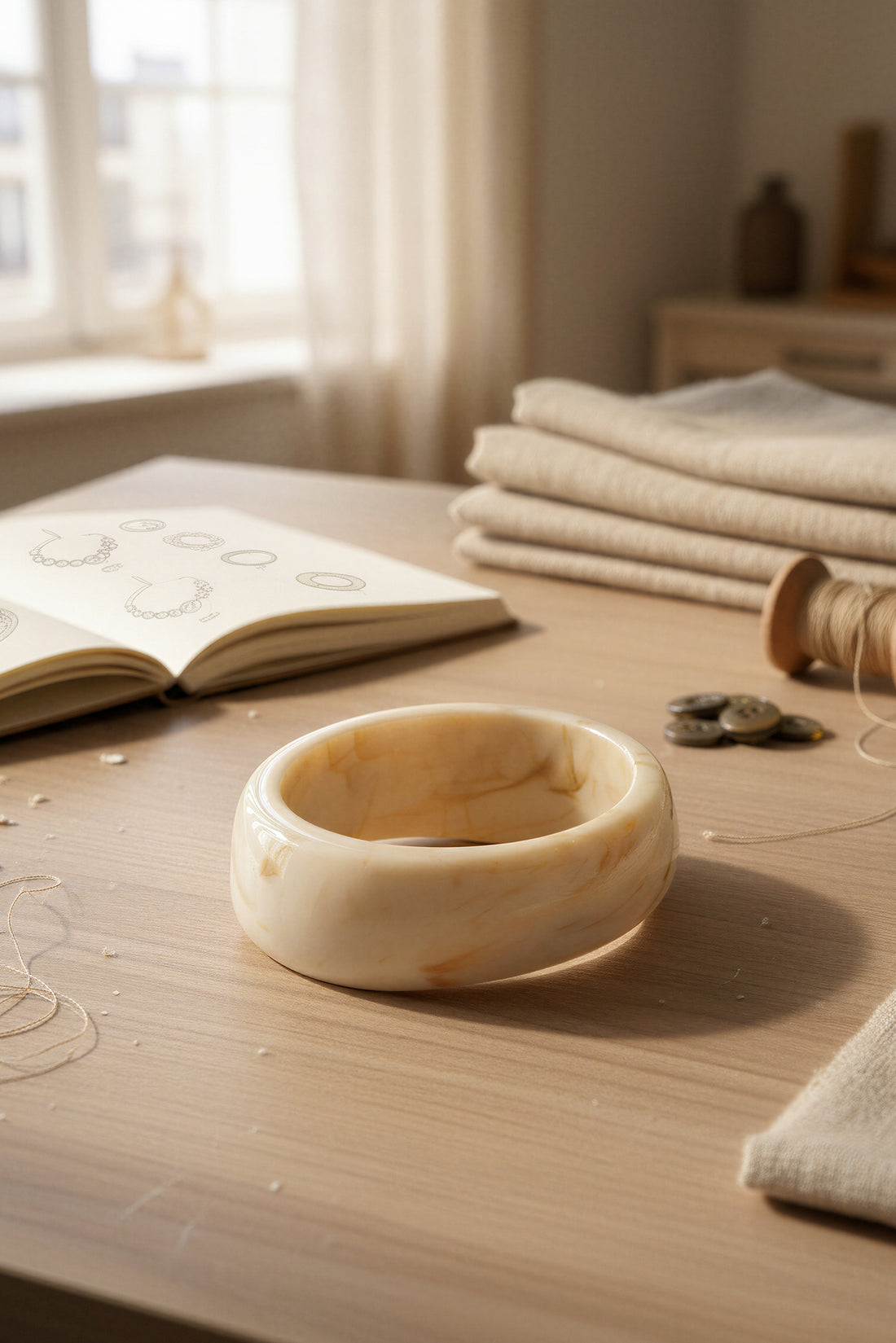 Armreif, creme marmoriert