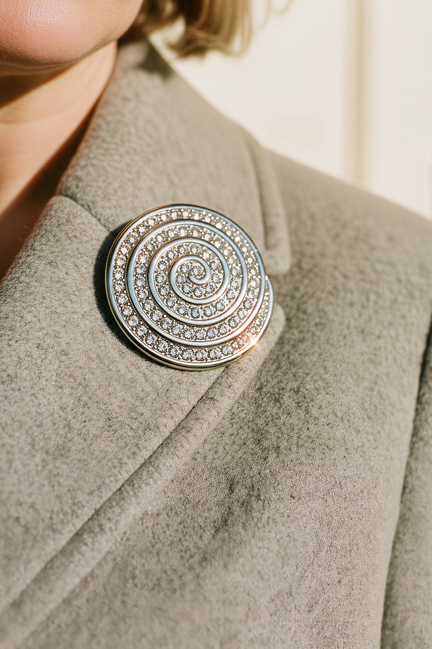 Brosche Kreis Silber mit Strass