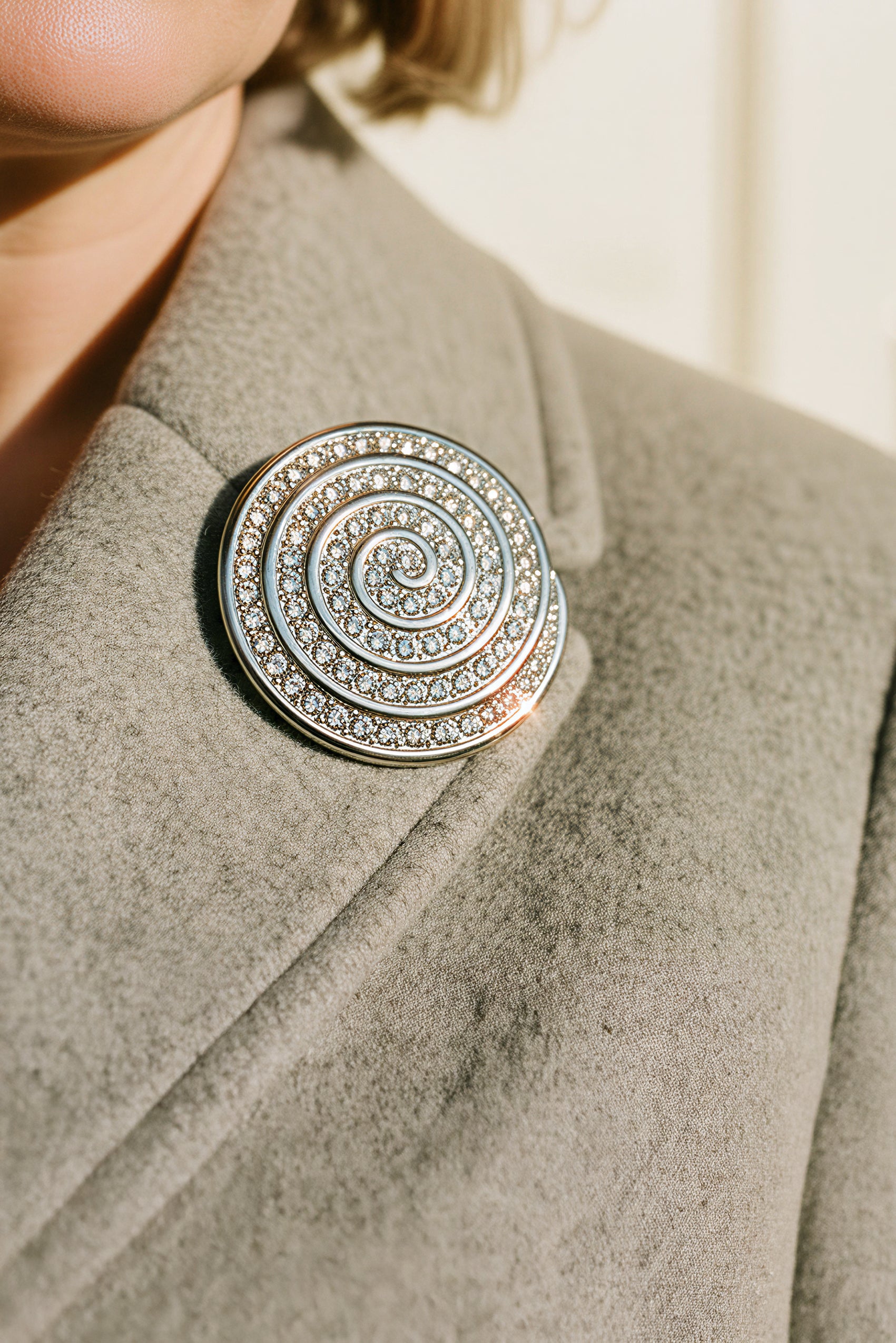 Brosche Kreis Silber mit Strass