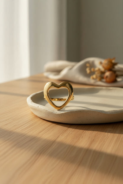Offener Herz-Ring, vergoldet