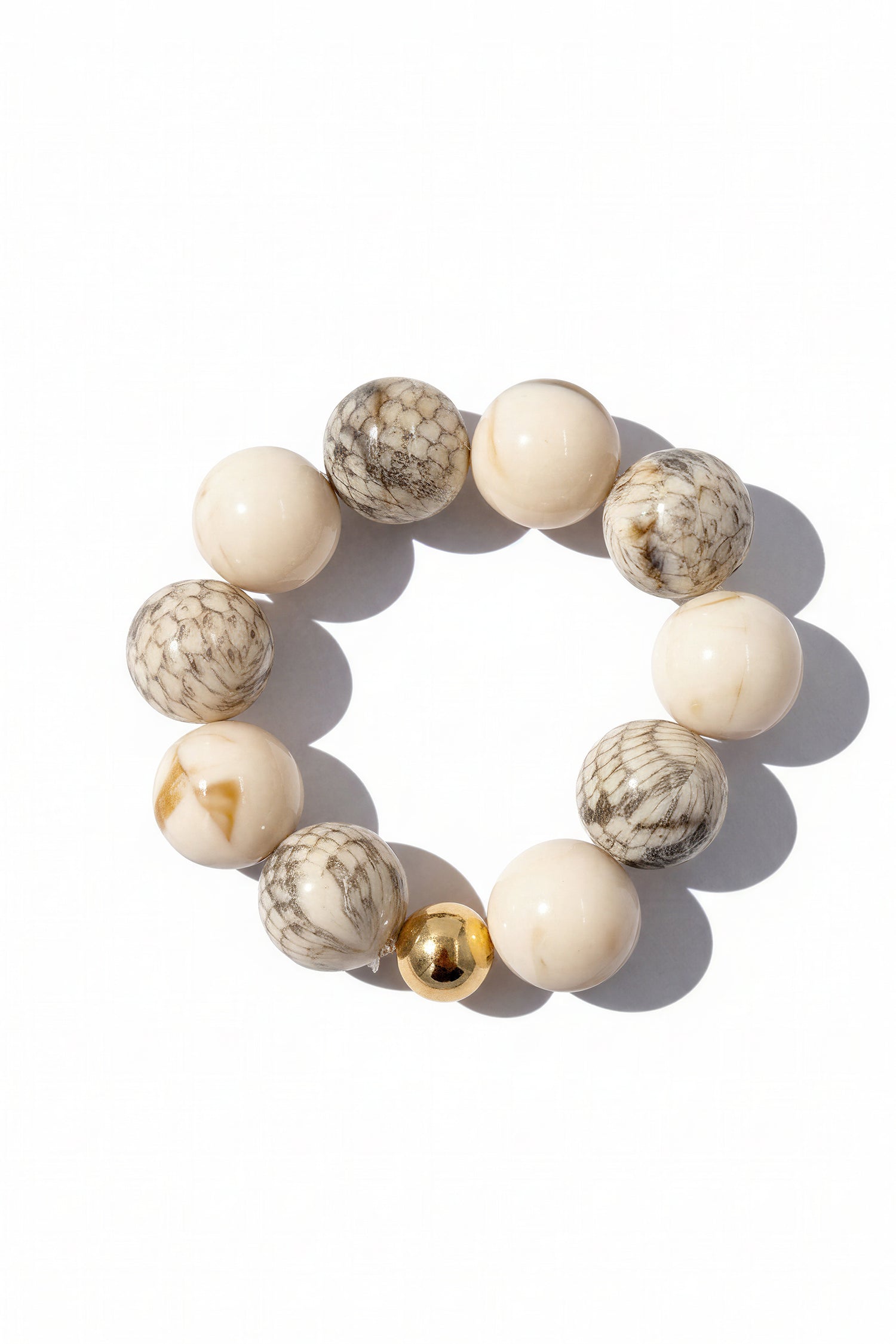 Perlenarmband, beige marmoriert