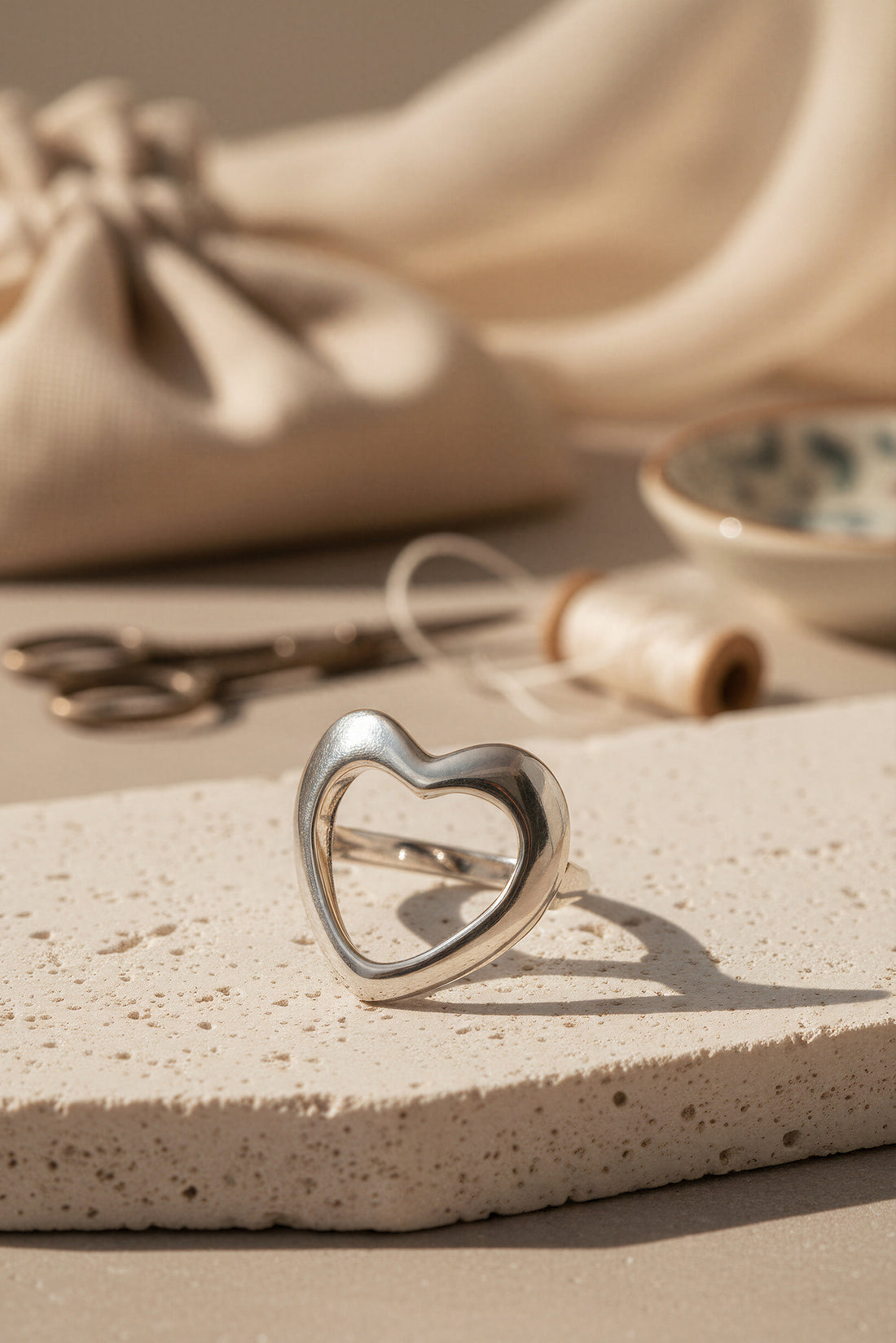 Offener Herz-Ring, silber