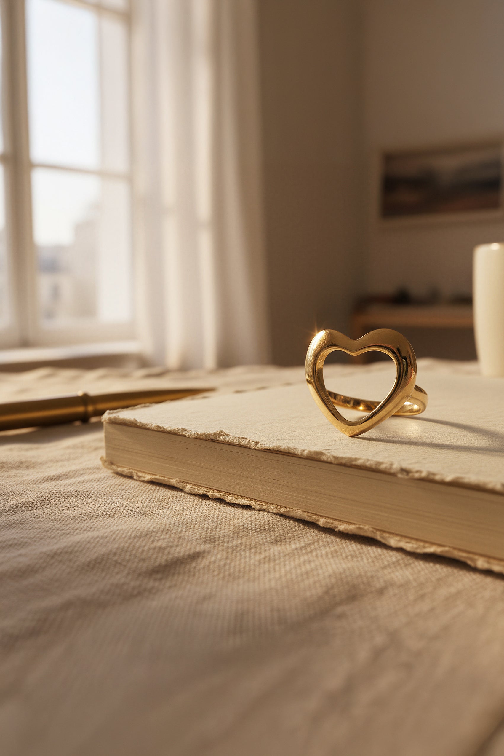 Offener Herz-Ring, vergoldet