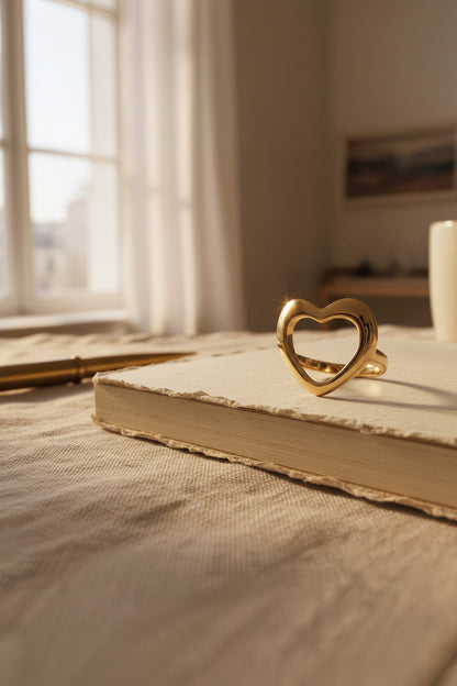 Offener Herz-Ring, vergoldet