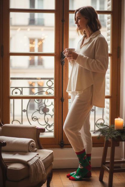 Socken mit Schneemann-Motiv, grün