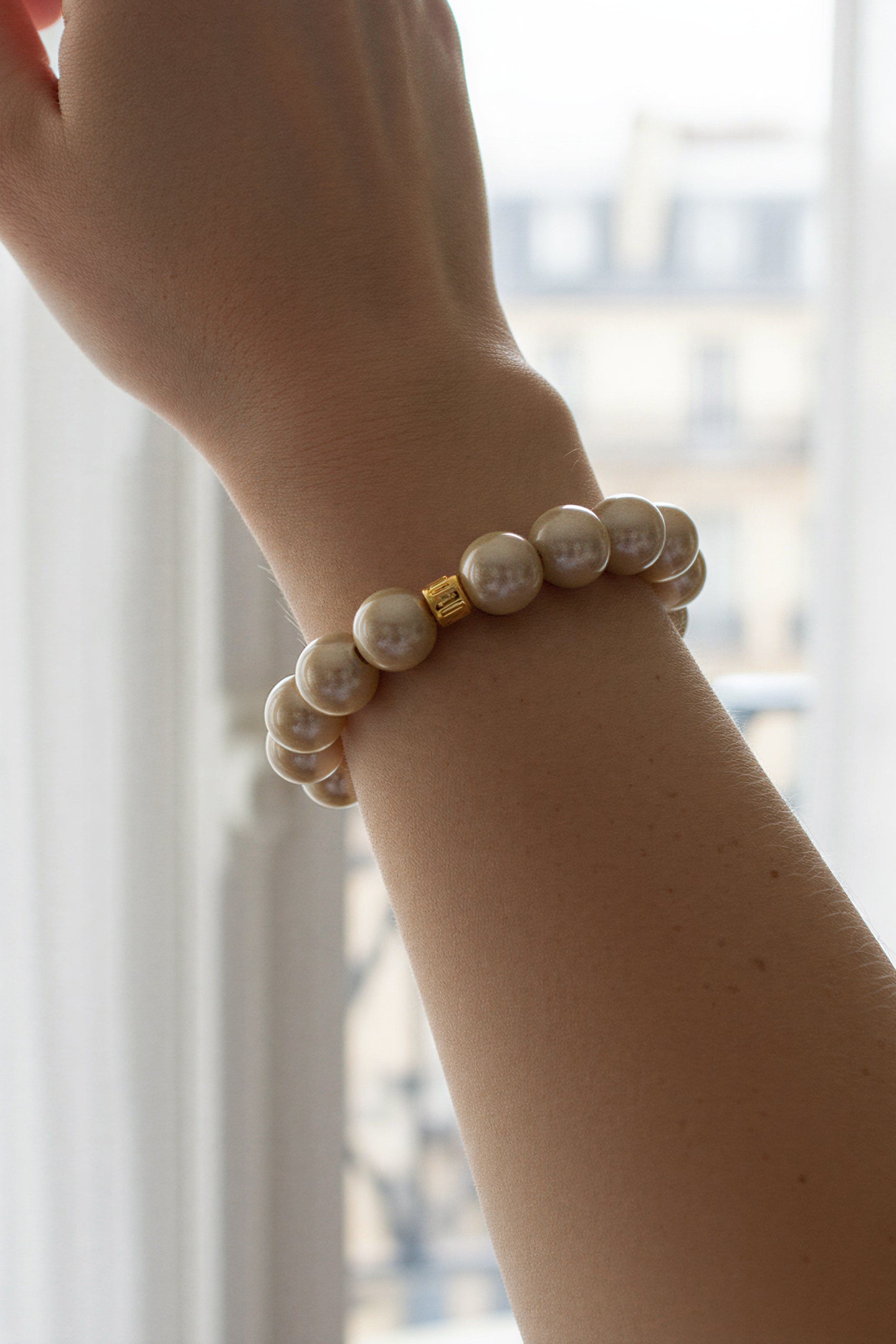 Perlenarmband, champagner