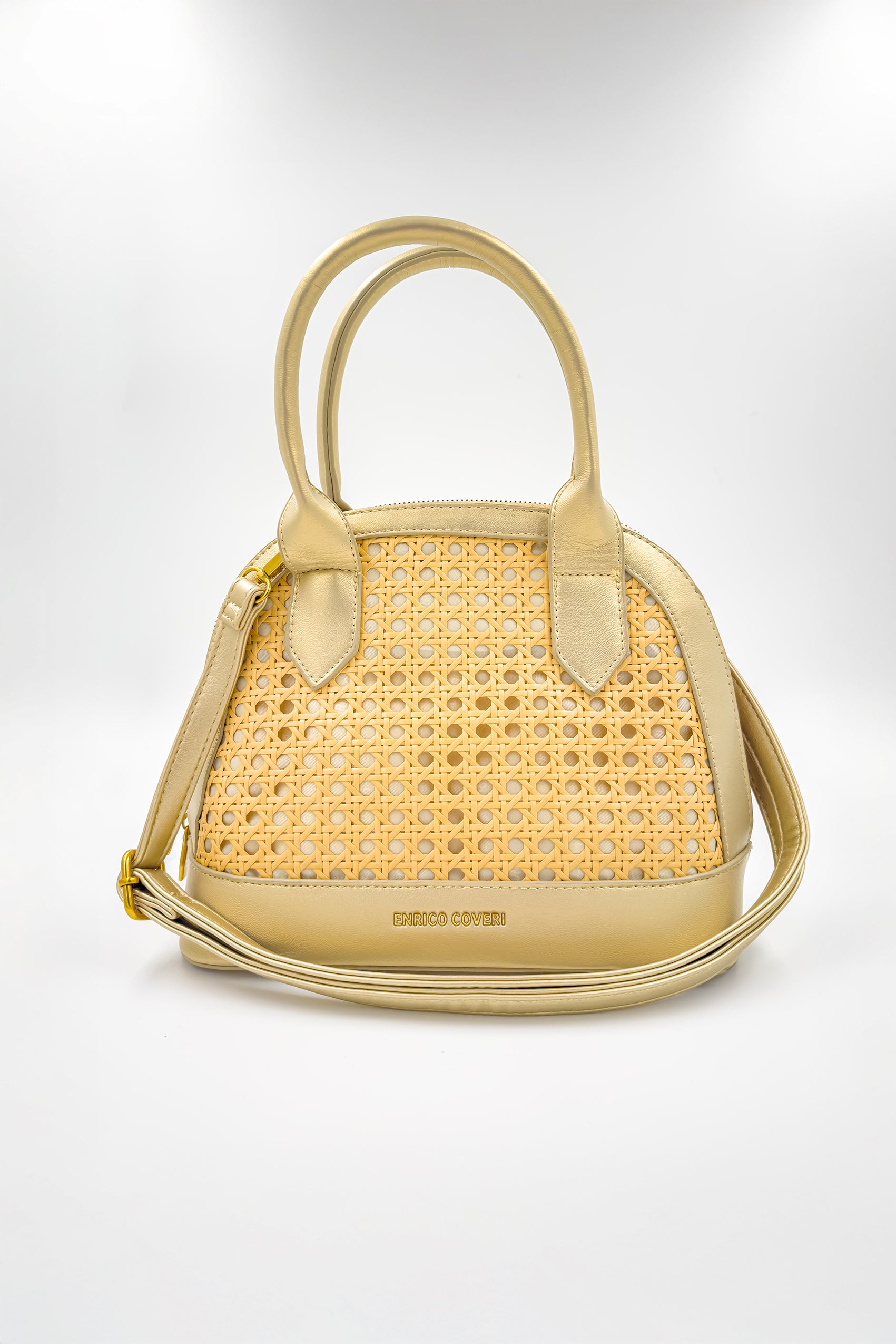 Kleine Handtasche in Beige mit goldenem Schimmer