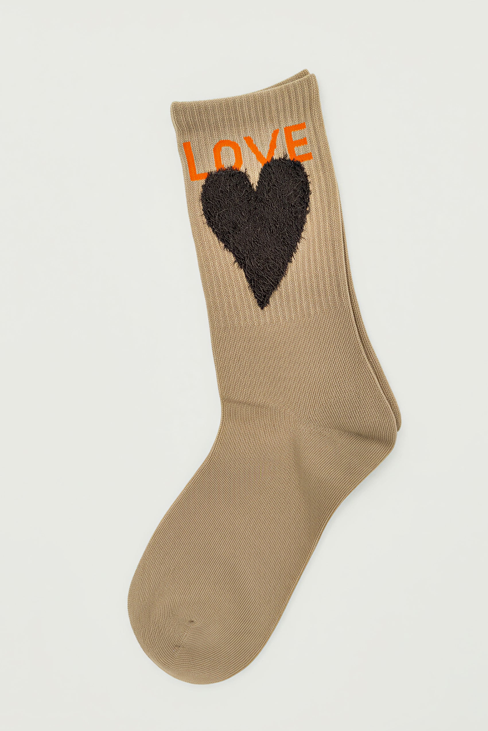 Socken mit Herz-Motiv, Camel