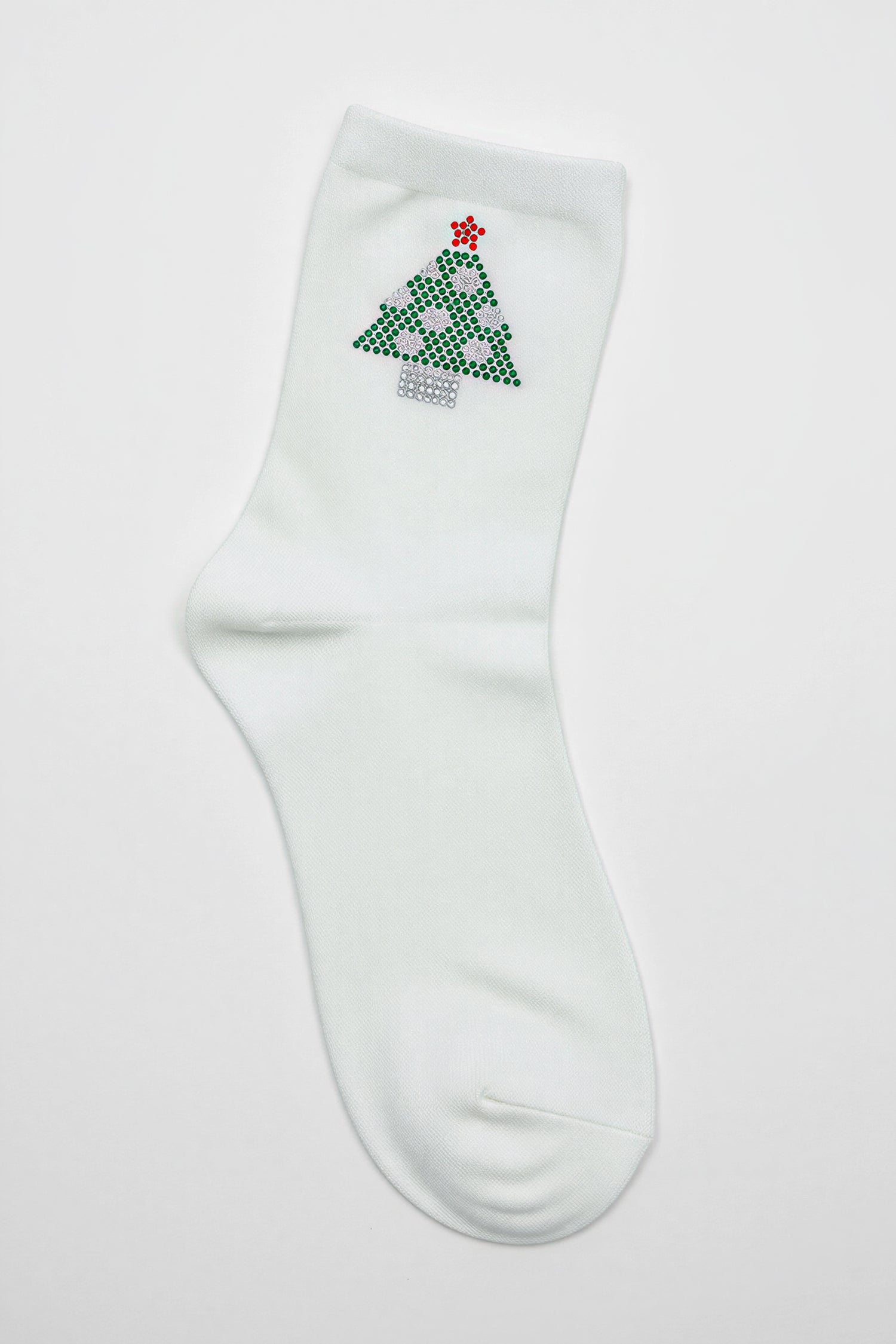 Socken mit Tannenbaum-Motiv in Weiß