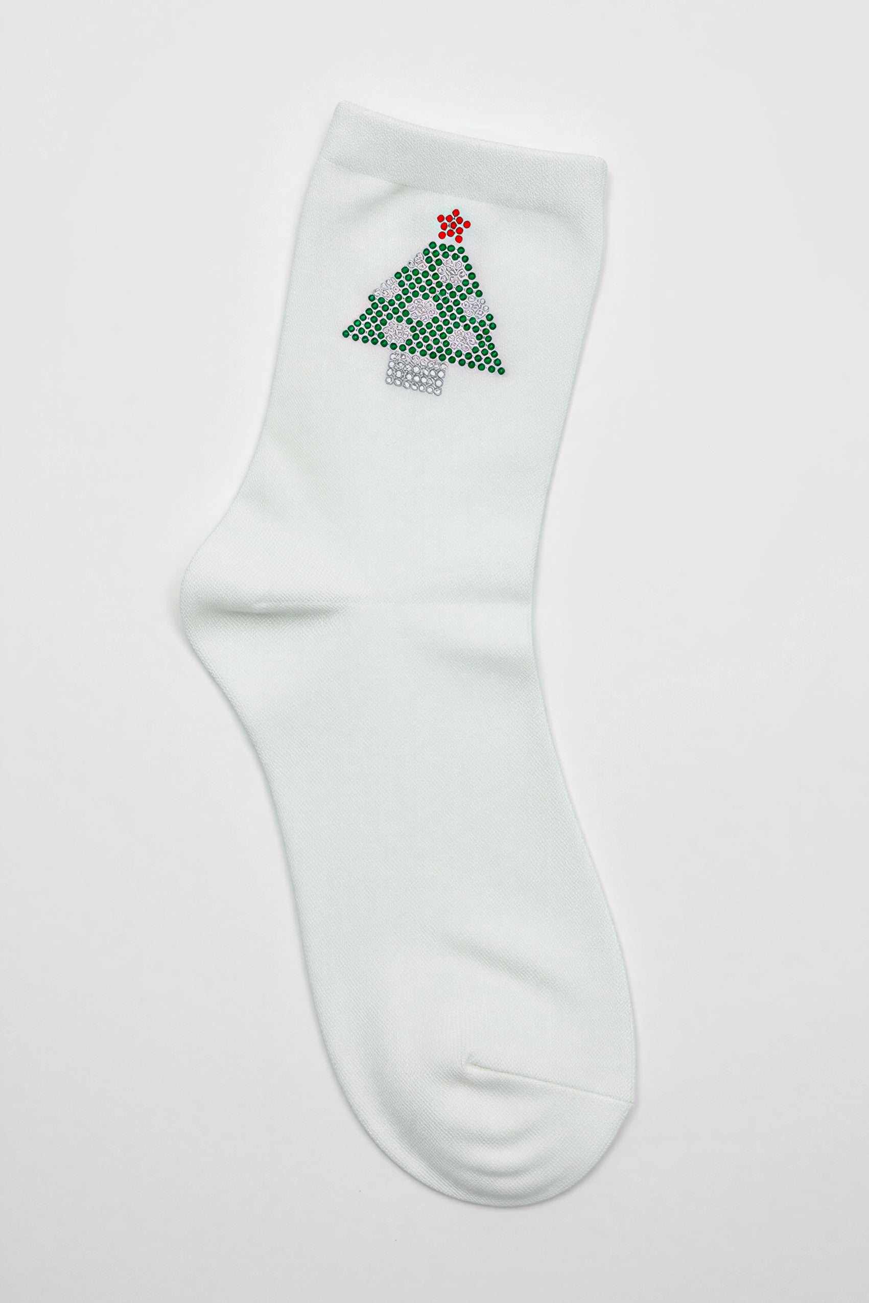 Socken mit Tannenbaum-Motiv in Weiß