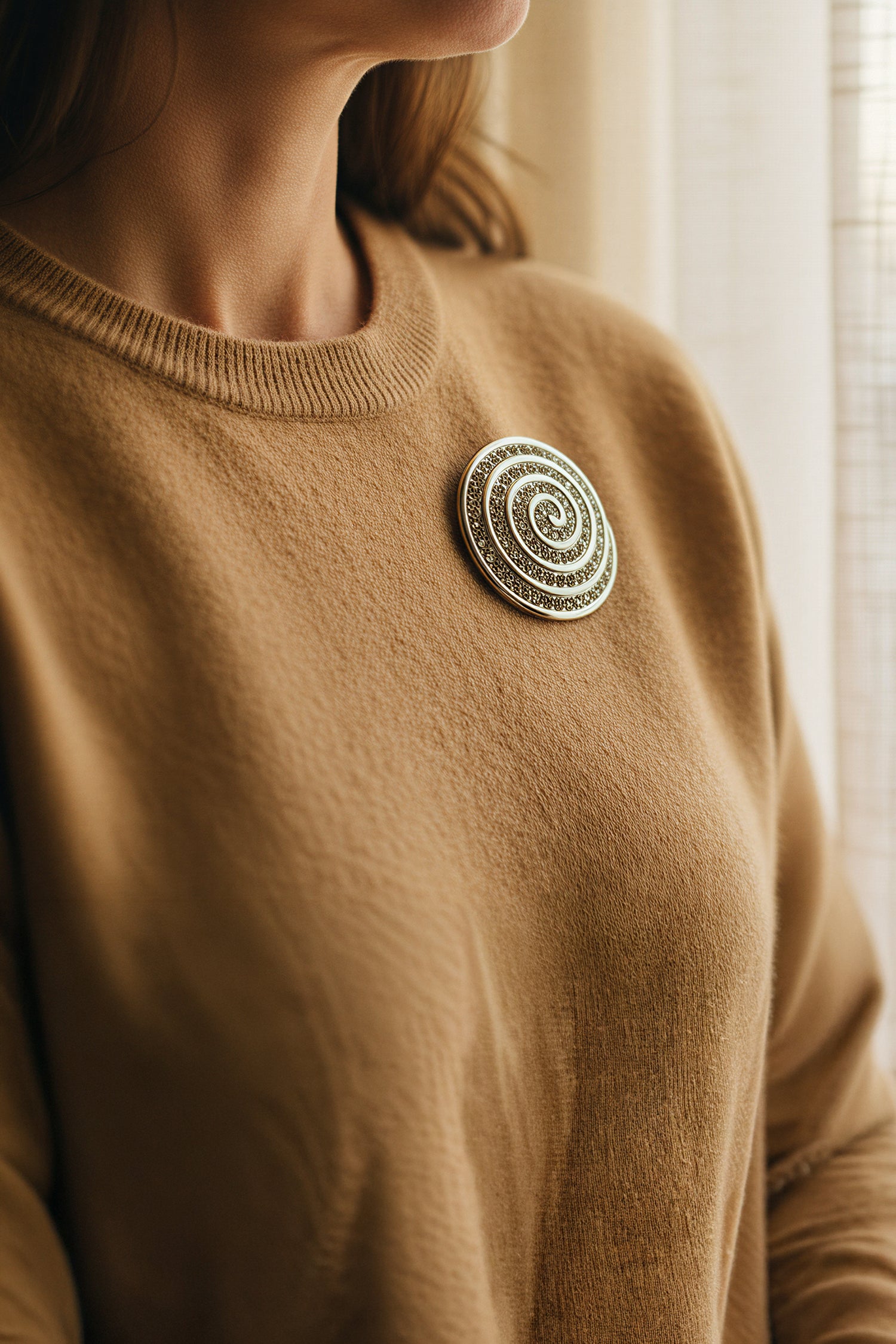 Brosche Kreis Silber mit Strass