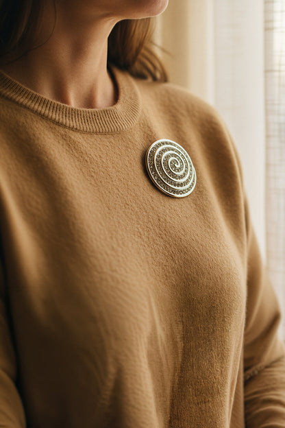 Brosche Kreis Silber mit Strass