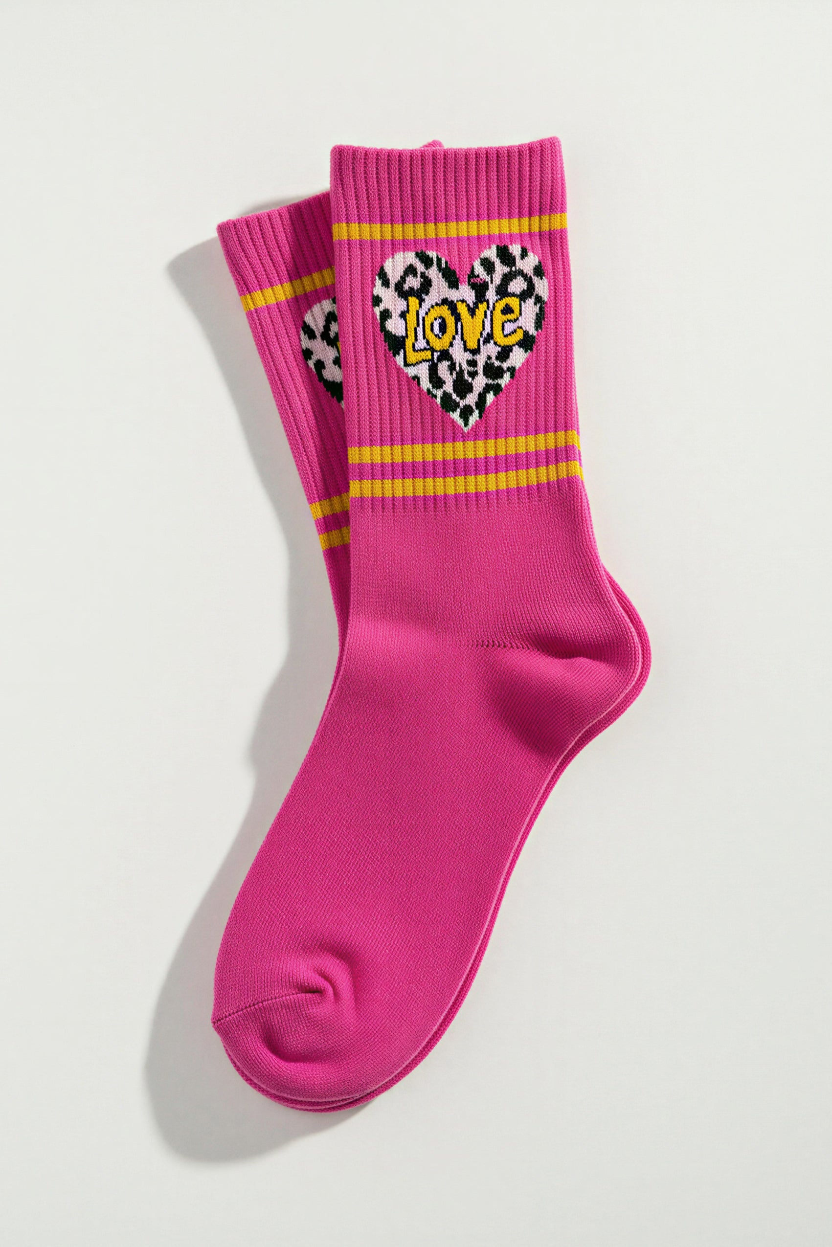 Socken mit Herz mit Leo-Optik, pink