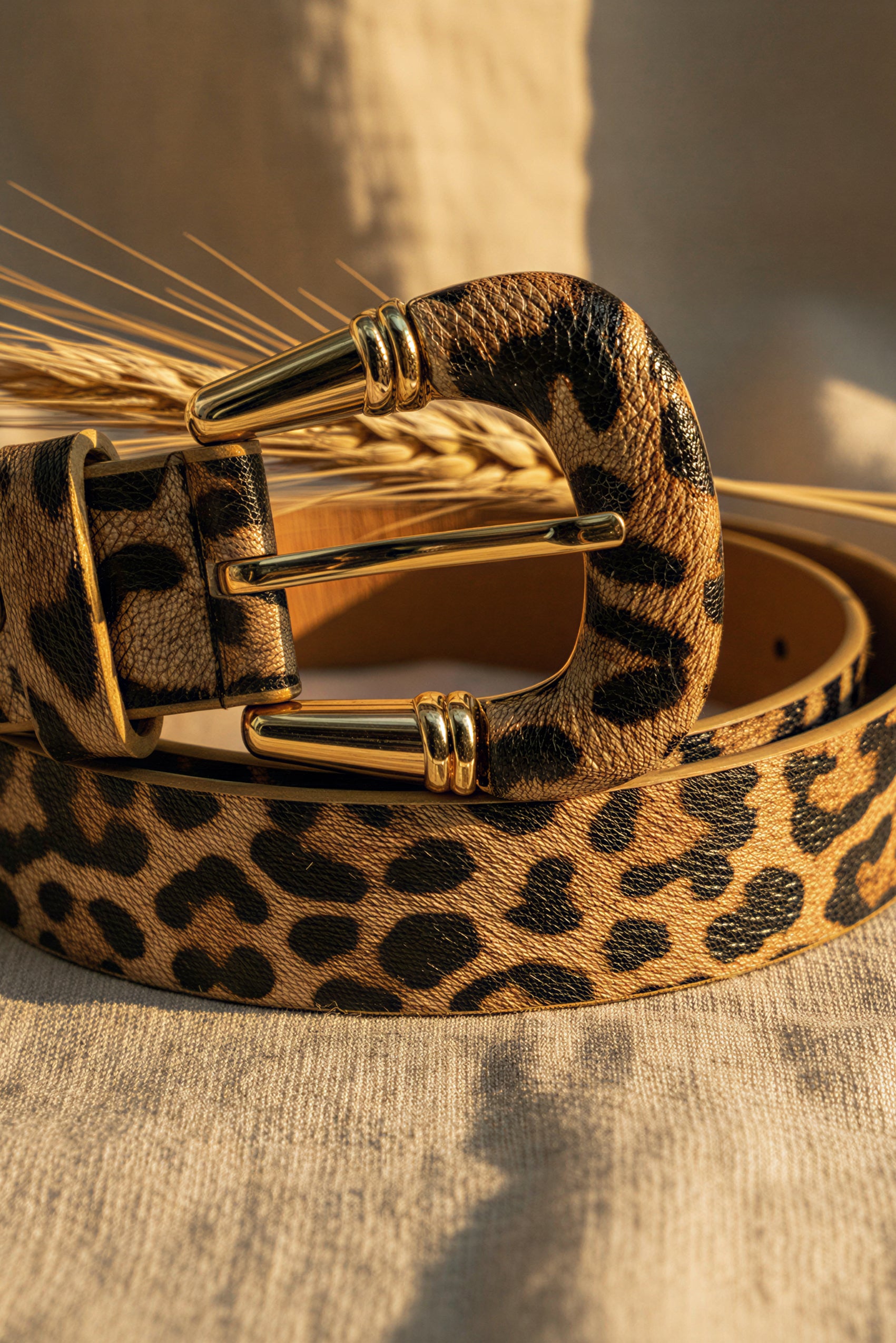 Leopardengürtel mit goldener Schnalle