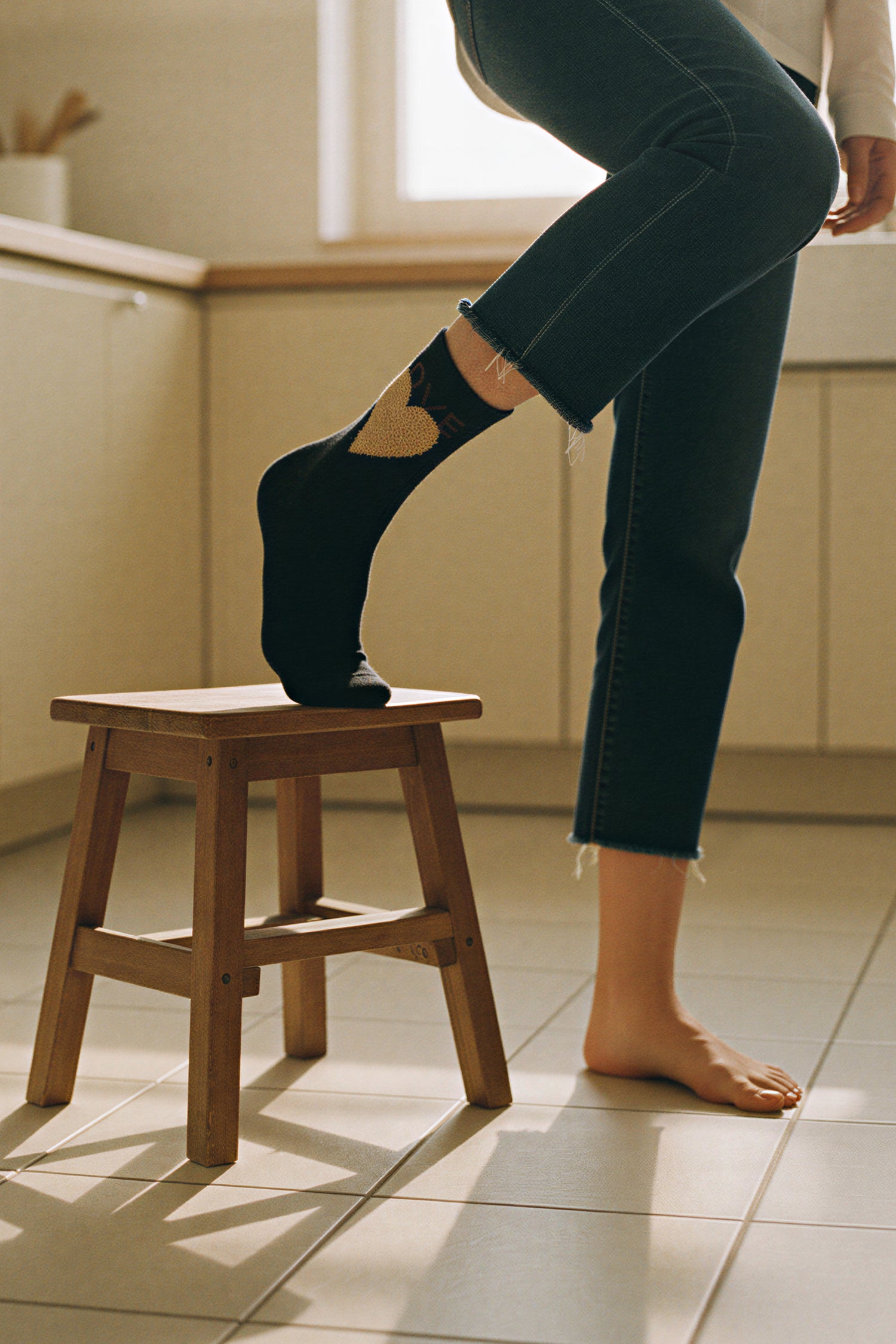 Socken mit Herz-Motiv, schwarz