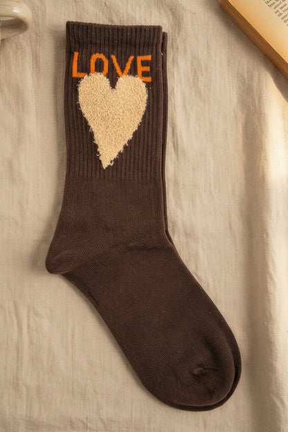 Socken mit Herz-Motiv, braun