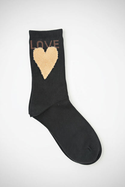 Socken mit Herz-Motiv, schwarz