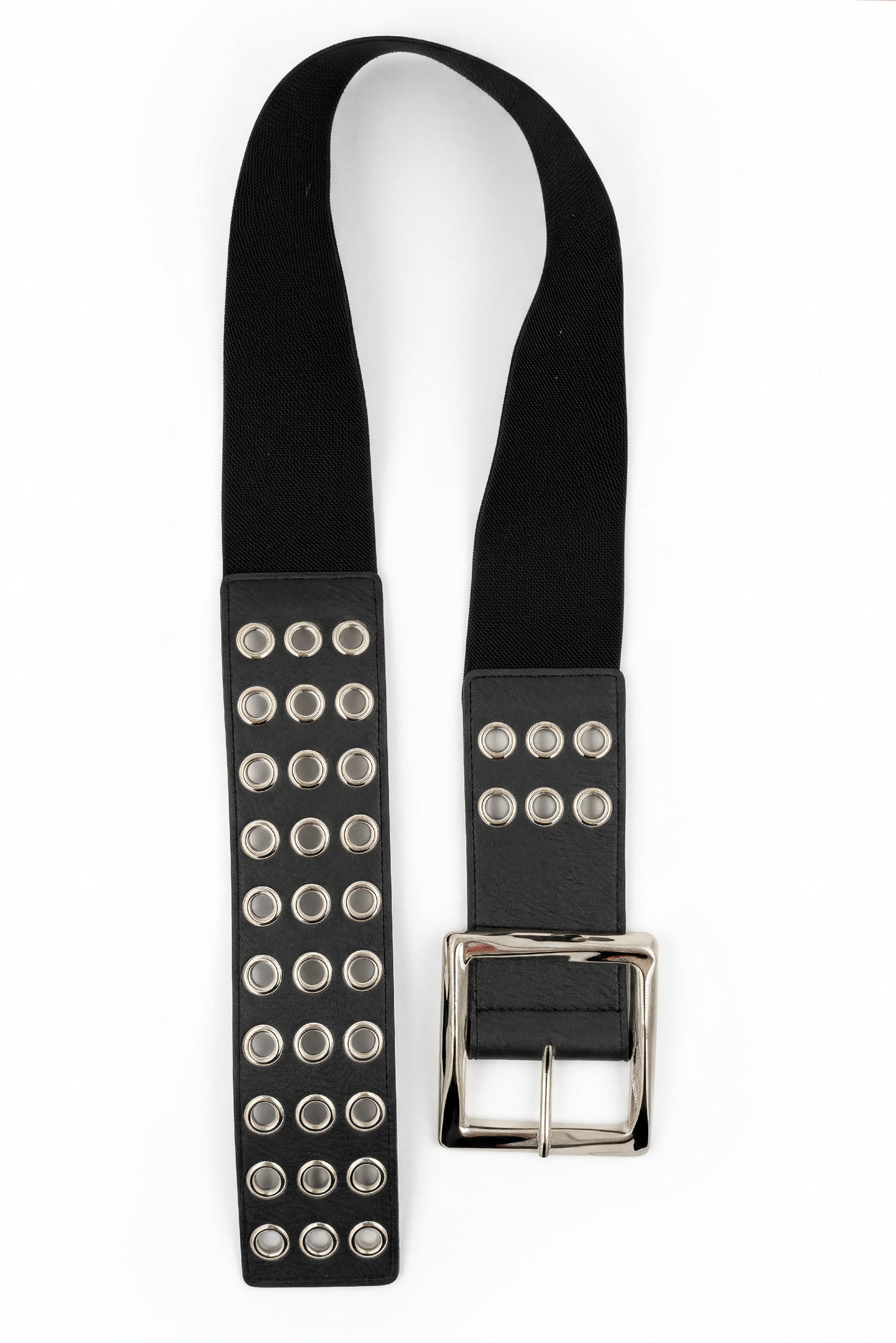 Stretchgürtel mit Nieten, schwarz