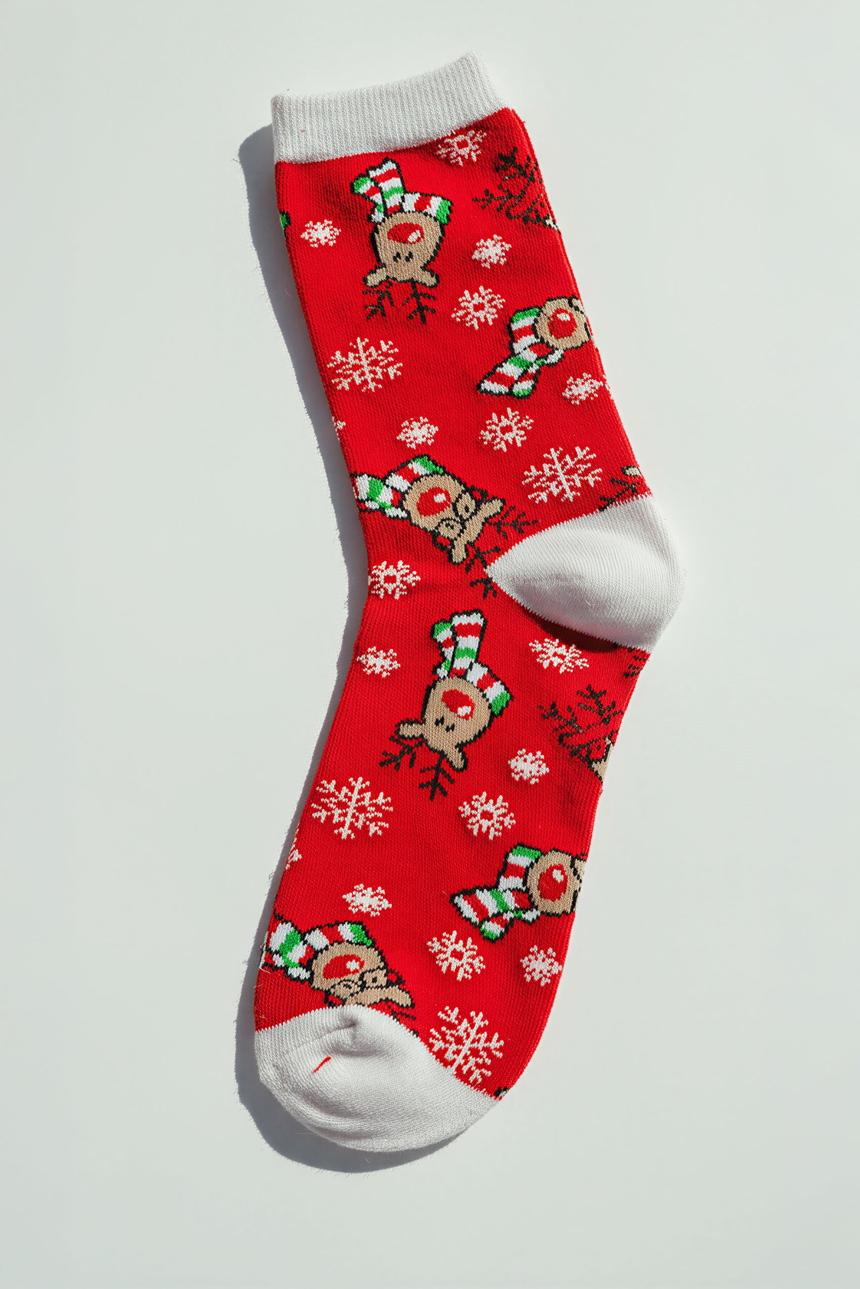 Socken mit Rentier-Motiven, rot