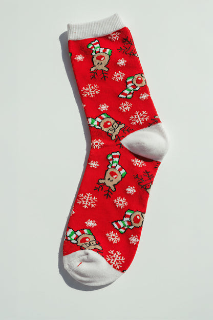 Socken mit Rentier-Motiven, rot