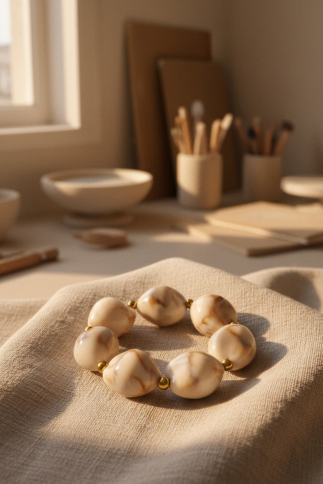 Perlenarmband in Marmoroptik