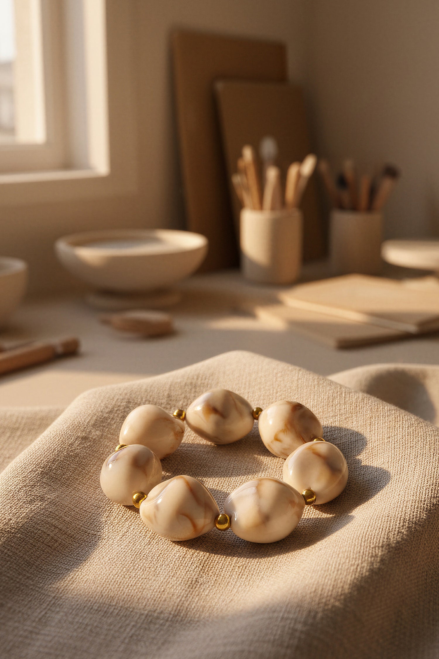 Perlenarmband in Marmoroptik