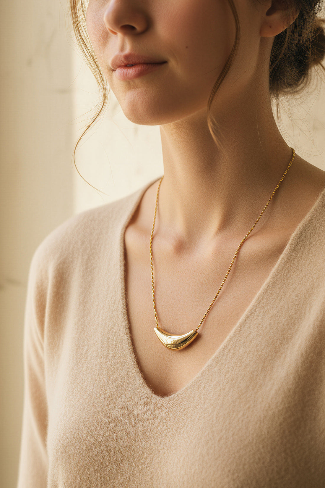 Goldene Horn-Kette aus Edelstahl