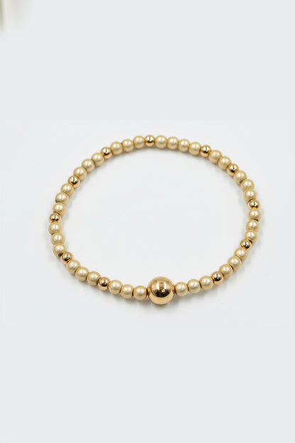 Perlenarmband, champagner und gold