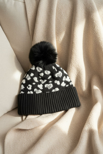 Mütze mit Leo-Muster, schwarz